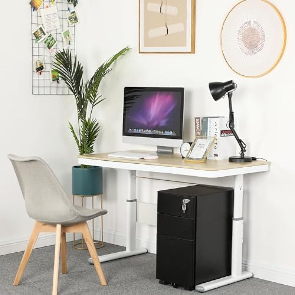 YITAHOME 3-Drawer Mobile Filing Cabinet | Lockable Steel Office Pedestal
