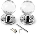 65mm Crystal Glass Door Knobs | Clear Interior Handle Pair