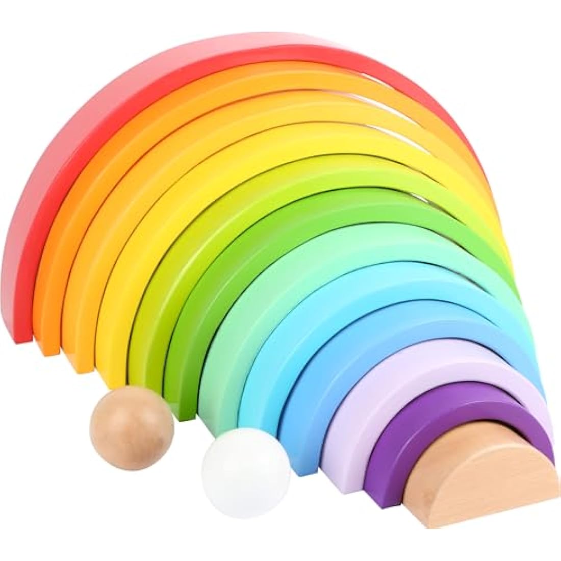Small Foot XL Wooden Rainbow Stacking Blocks – 12-Piece Montessori Toy