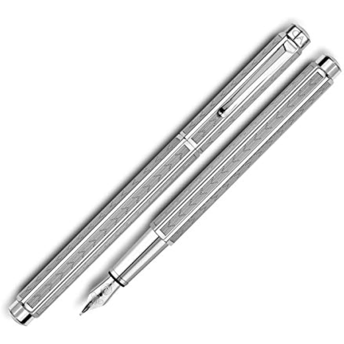 Caran d'Ache Chevron Fountain Pen – Rhodium-Coated Silver-Plated Brass