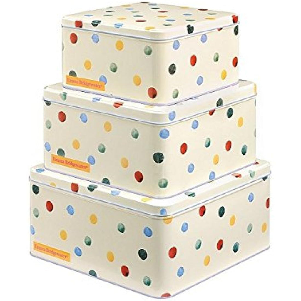Emma Bridgewater Polka Dot Square Cake Tins – Set of 3 Kitchen Storage