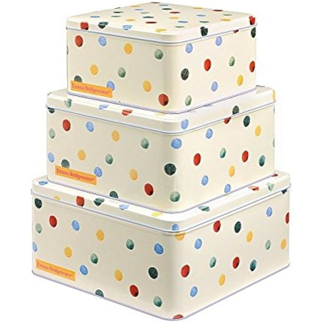 Emma Bridgewater Polka Dot Square Cake Tins – Set of 3 Kitchen Storage