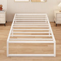 Single Metal Bed Frame – 90x190cm Steel Slat Support, White