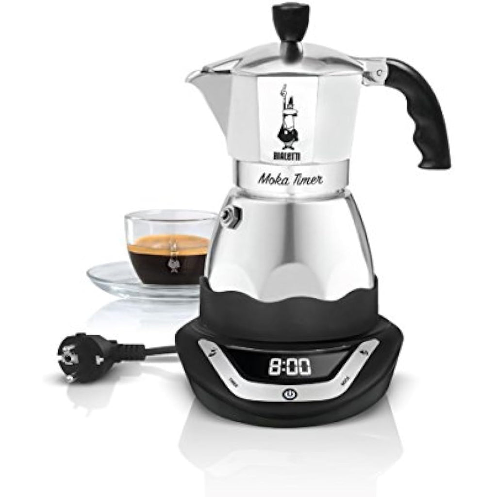 Bialetti Easy Timer Electric Moka Coffee Maker - 6 Cup Aluminium