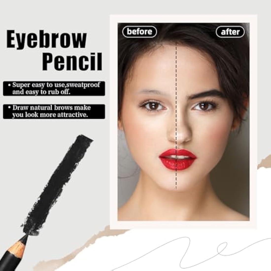 12-Piece Black Eyebrow and Eyeliner Pencil Set - Waterproof