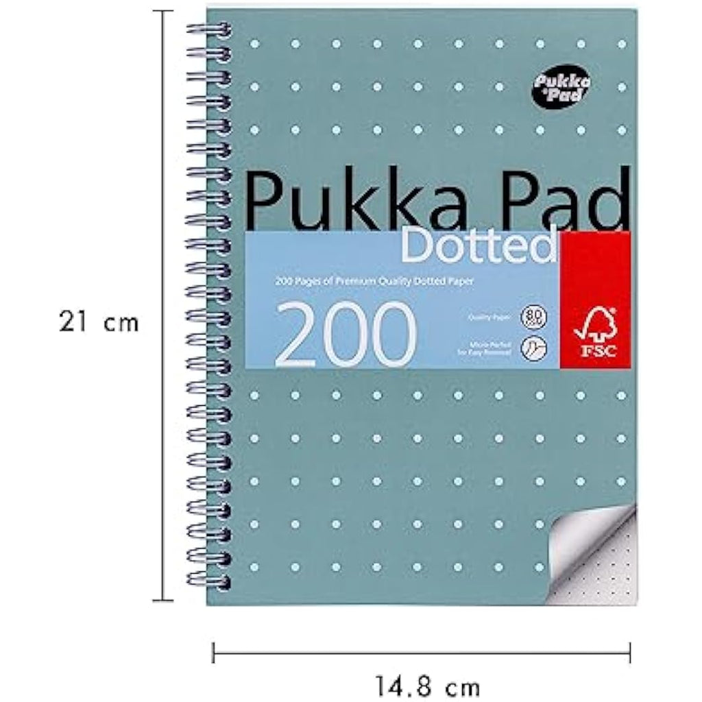Pukka Pad A5 Dotted Notebook – Metallic Jotta Book 200 Pages, 3 Pack
