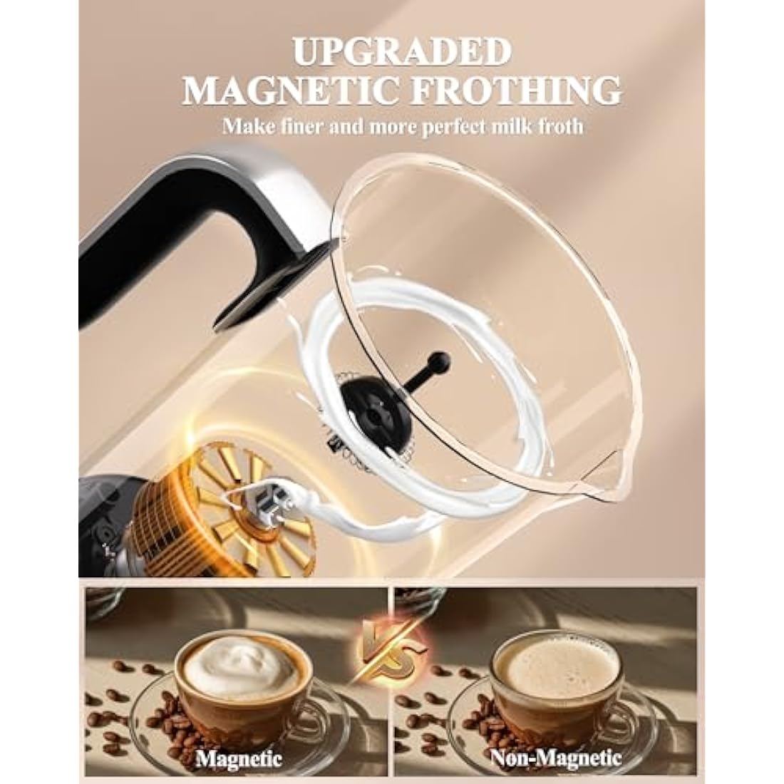 4-in-1 Electric Milk Frother | 350ml Magnetic Steamer & Warmer