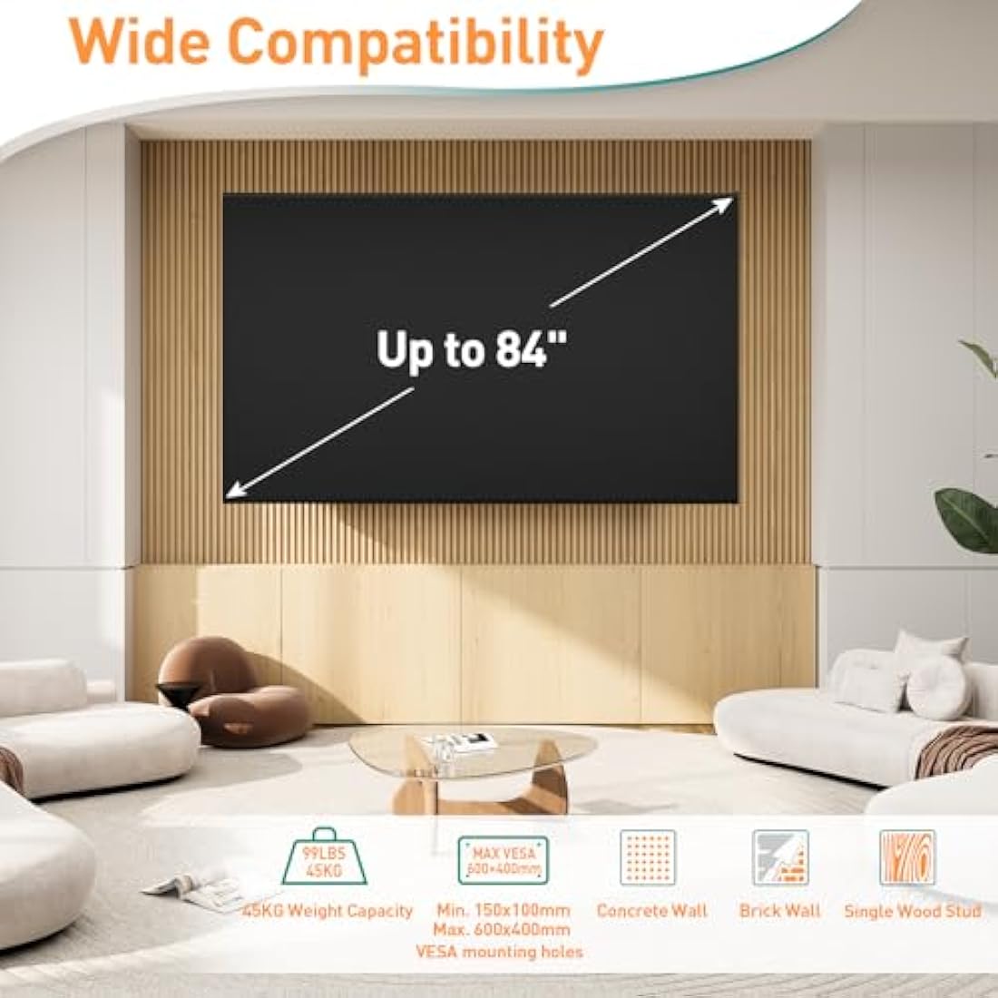 ELIVED Full Motion TV Wall Mount for 37-84 Inch TVs | Swivel & Tilt