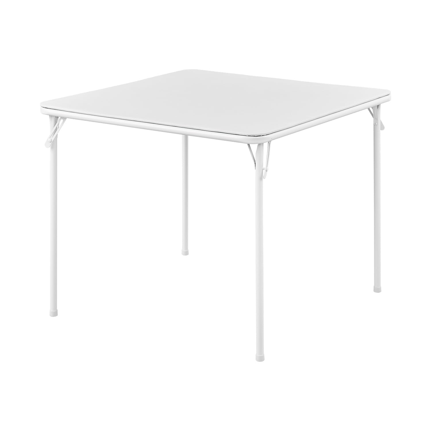 KAIHAOWIN Square Folding Card Table – Portable Vinyl Dining Table, White