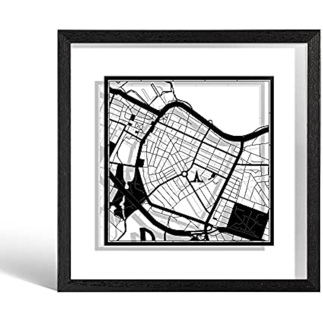 Reykjavik Paper Cut Map Art – Framed Minimalist Decor
