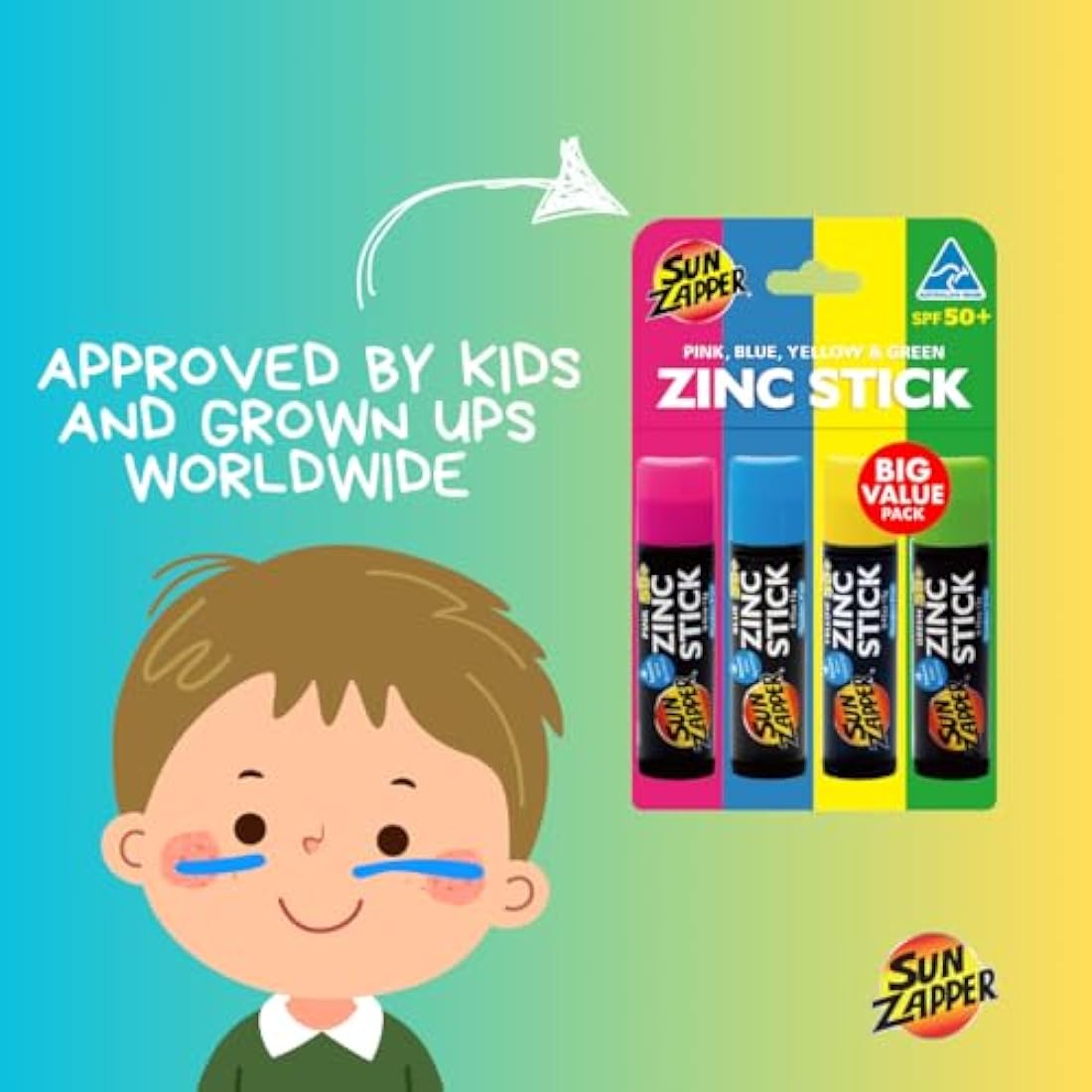 Sun Zapper Zinc Stick 4-Pack | SPF 50+ Coloured Mineral Sunscreen