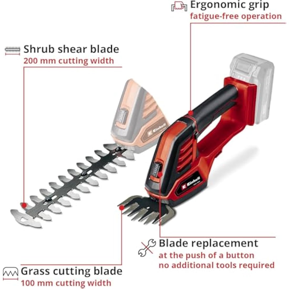 Einhell 18V Cordless Grass & Shrub Shears – 2-Blade System (Solo)