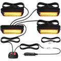 Justech 4PCS Amber COB Emergency Grill Lights – 18 Flash Modes for Trucks