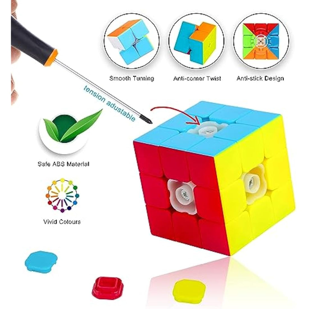 Coolzon Speed Cube Set | 4-Pack Stickerless Magic Cube Puzzle Toy
