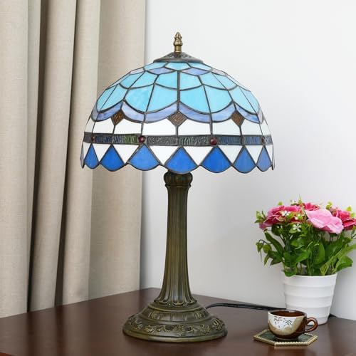 Tiffany Table Lamp – 12" Stained Glass Mediterranean Light