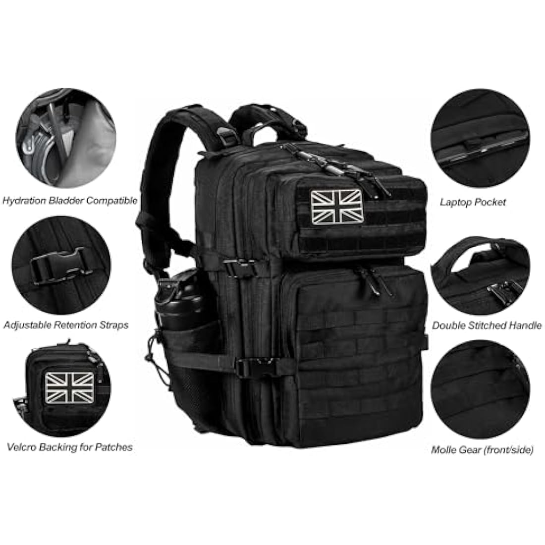 LHI 45L Military Tactical Backpack – Waterproof Molle Assault Rucksack