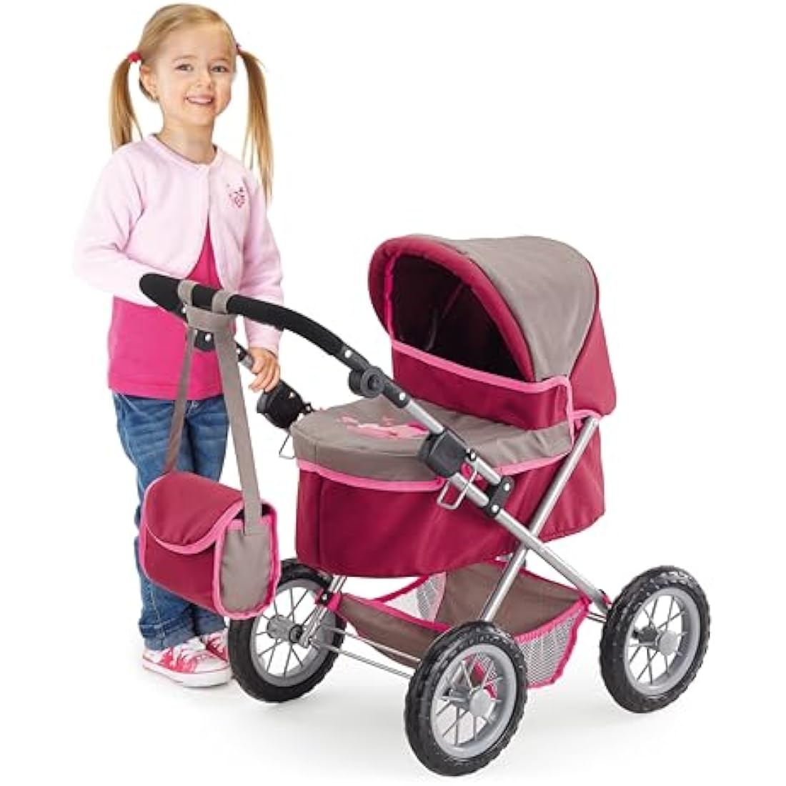 Bayer Design Trendy Dolls Pram – Foldable Stroller with Adjustable Handle