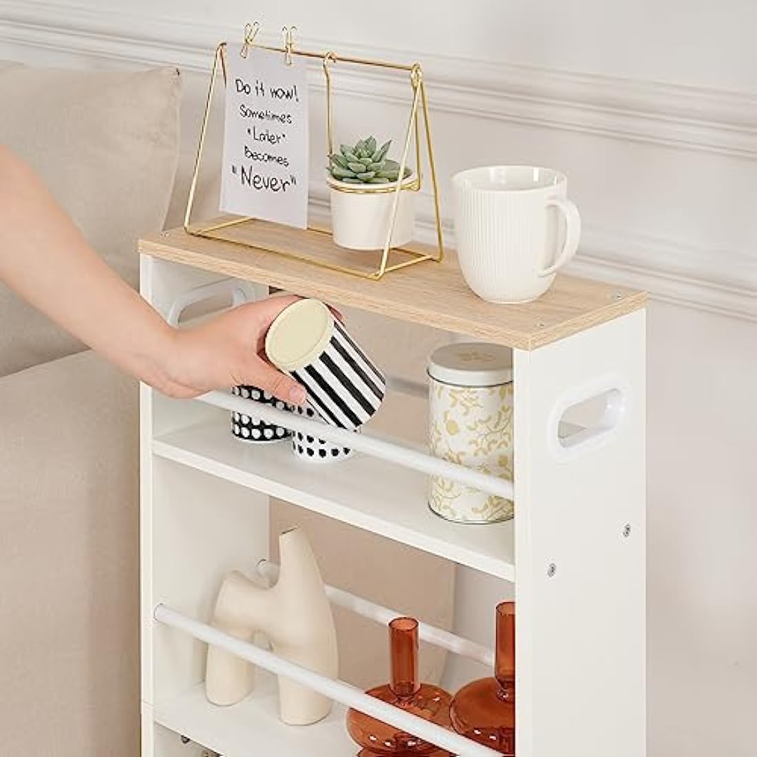 HOOBRO 4-Tier Slim Storage Trolley – Narrow Rolling Kitchen Utility Cart