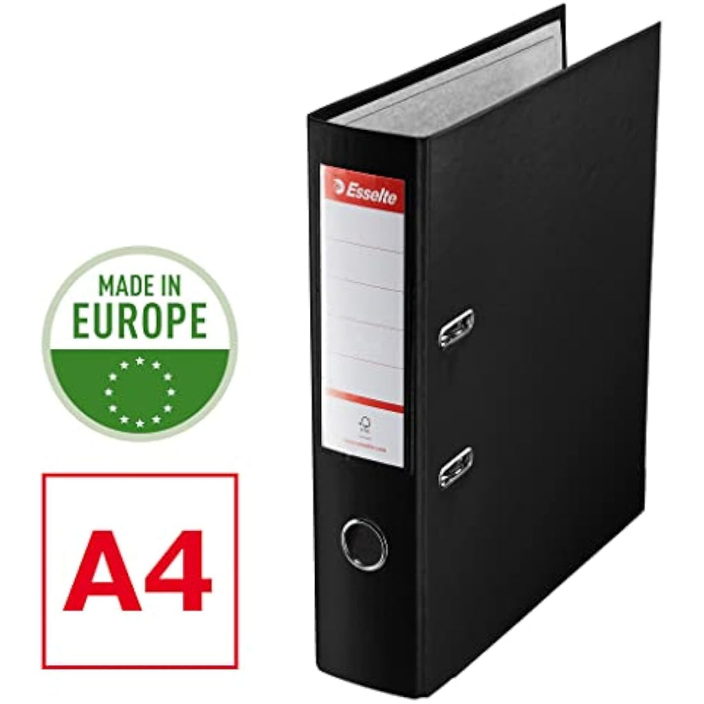 Esselte A4 Lever Arch File | 3-Pack Durable Plastic Ring Binder - Black