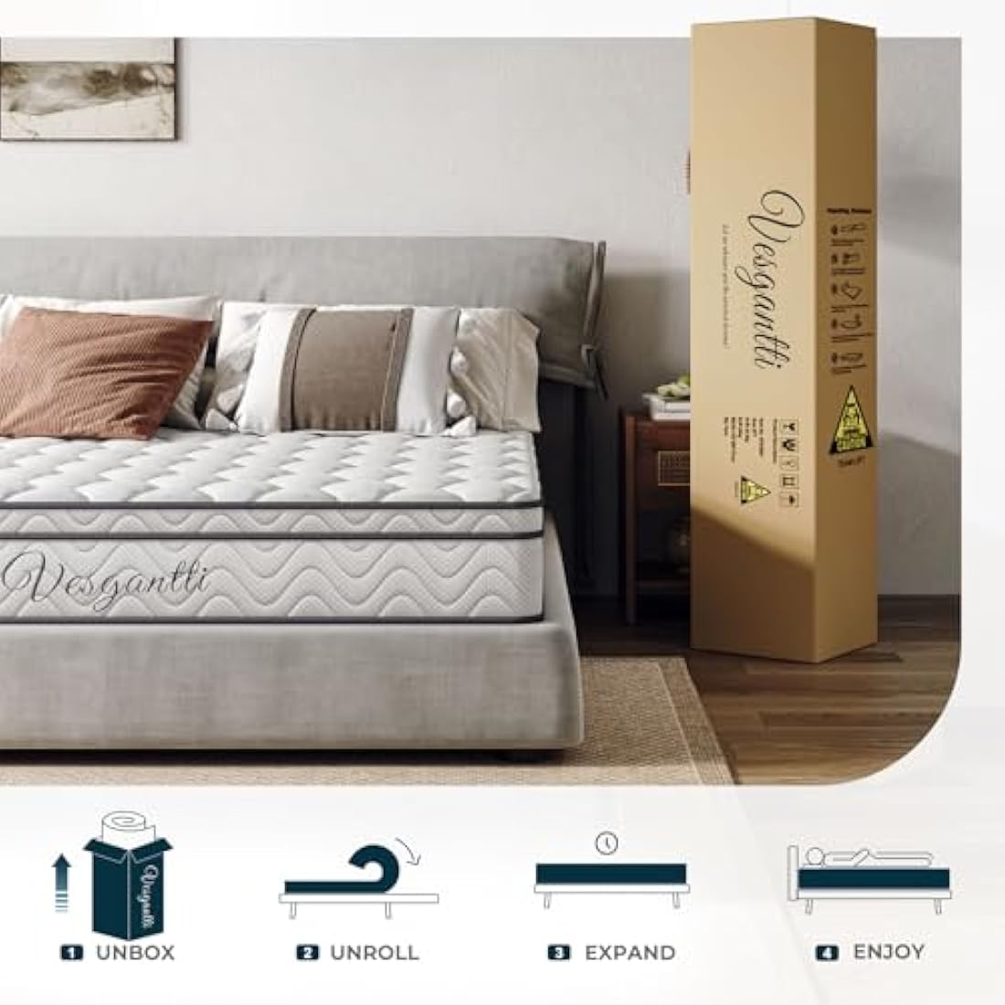 Vesgantti 80x200cm Hybrid Mattress – 7-Zone Pocket Spring Small Single