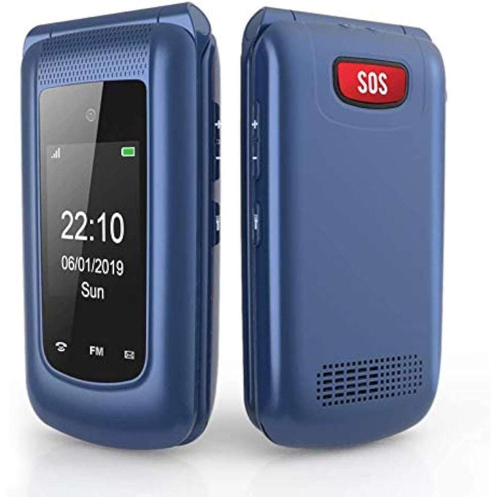 Uleway Unlocked Flip Phone for Elderly – Big Button Senior Mobile (Blue)