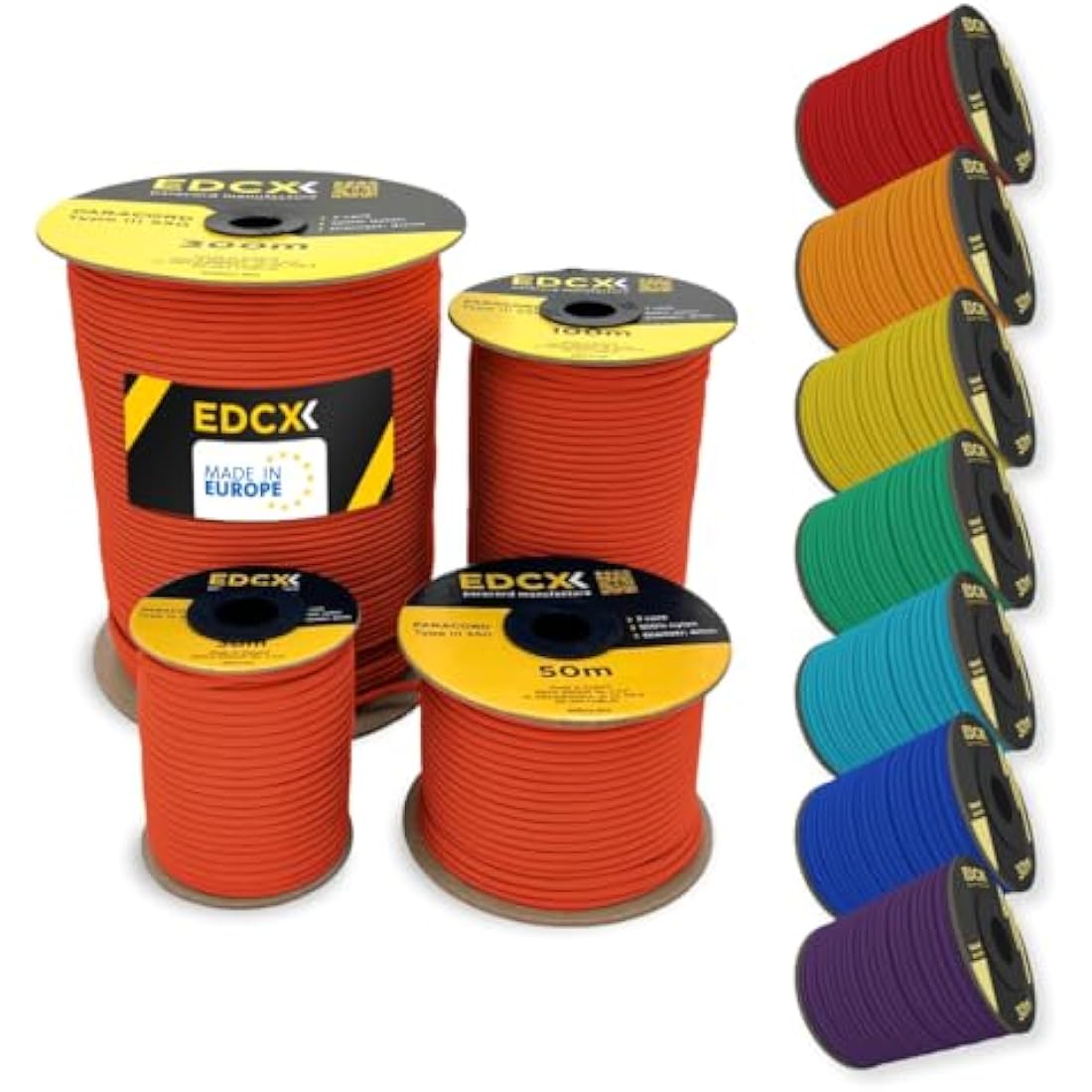 EDCX 550 Paracord – 4mm 7-Strand Nylon Rope for Camping & DIY, 15m