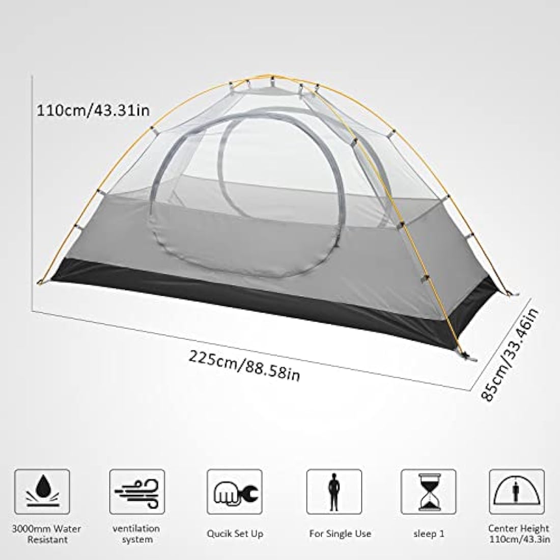Bessport Ultralight 1 Person Camping Tent – Waterproof Backpacking Dome
