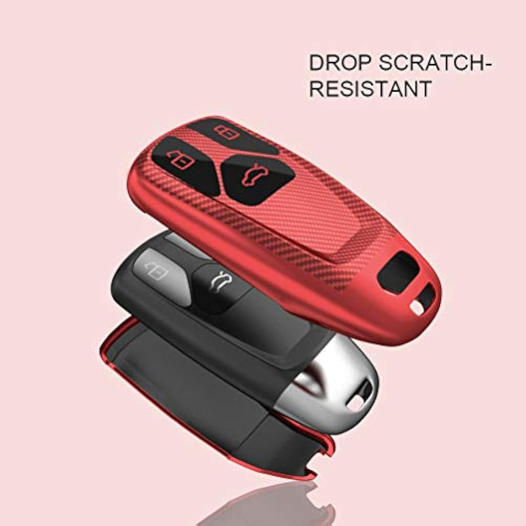 Audi TPU Silicone 3-Button Key Fob Cover – Red Stripe