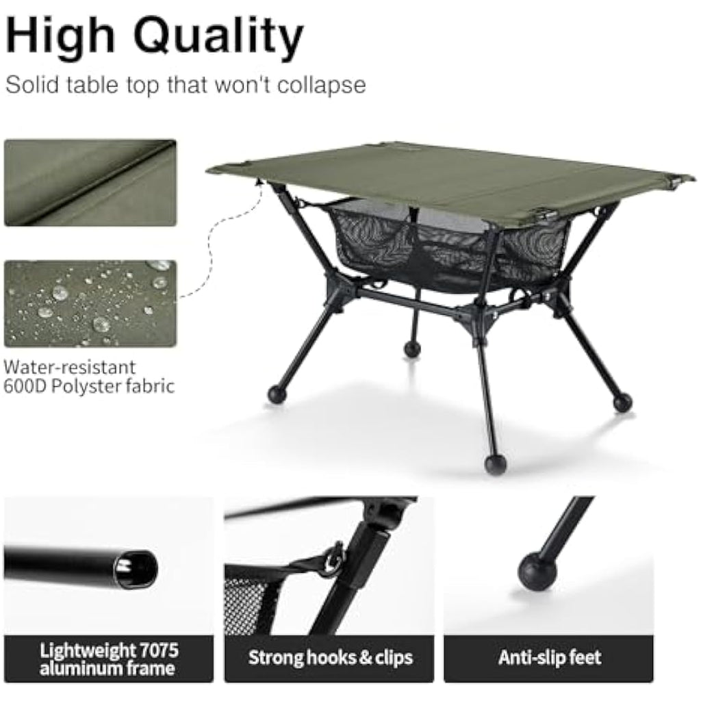 OneTigris Dipper Camping Table | Adjustable Height Folding Aluminum Table
