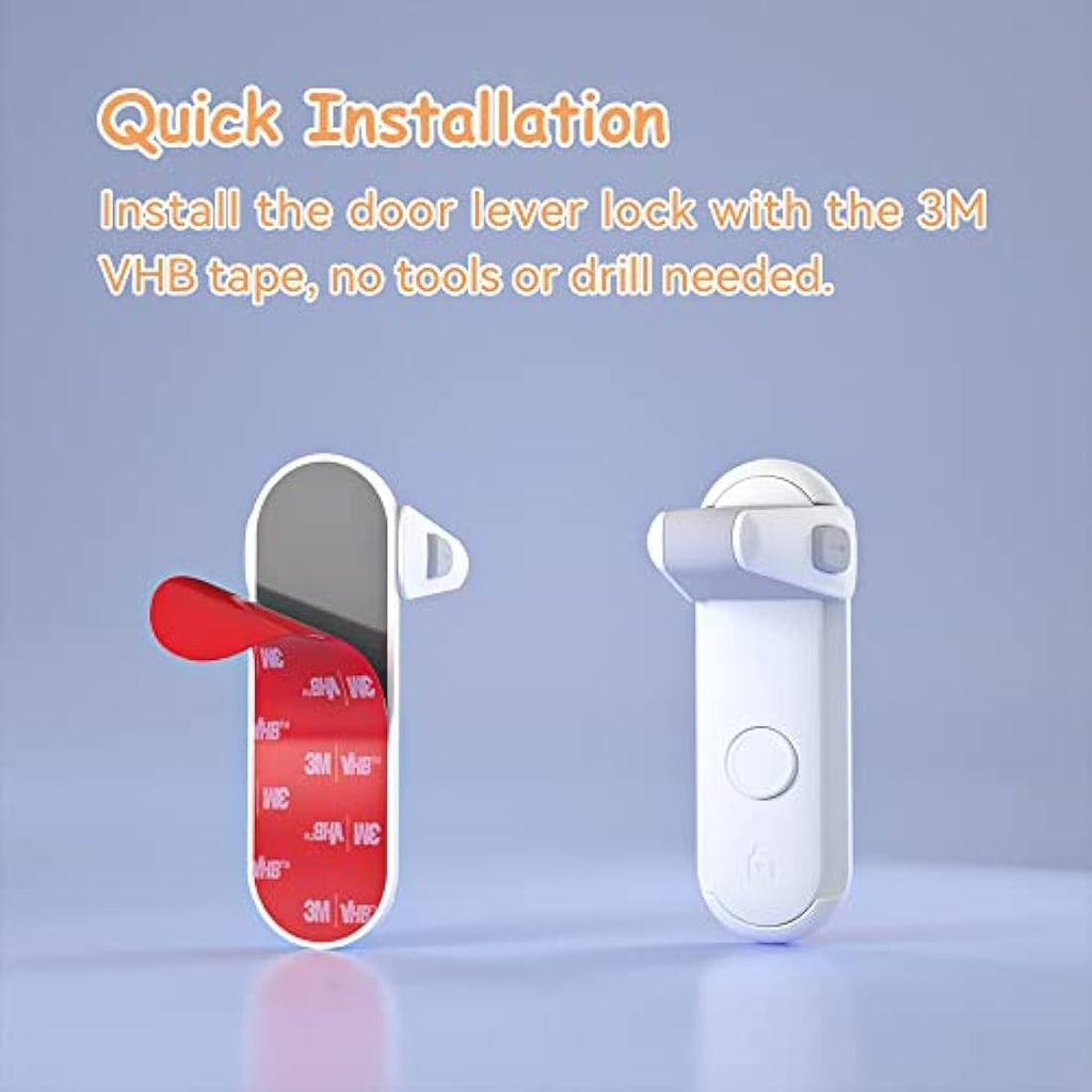 SAFELON Door Lever Locks for Childproof & Petproof - 2 Pack White