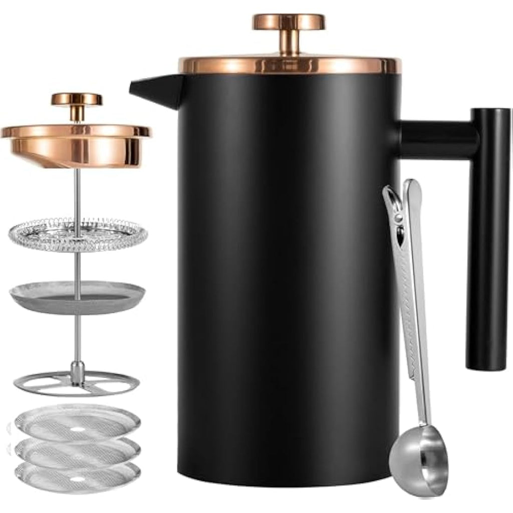 Wrobic French Press Coffee Maker – 34oz Insulated Stainless Steel Brewer