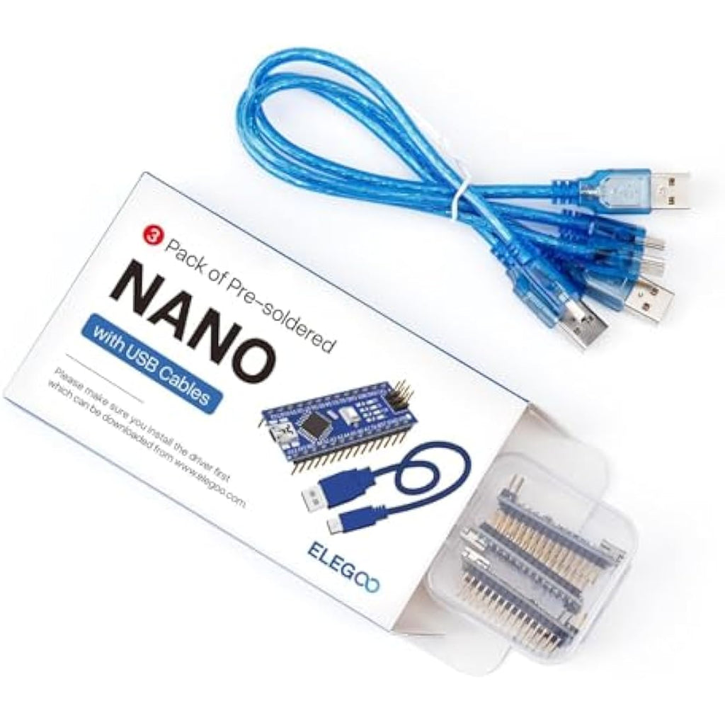 ELEGOO Nano Board CH340 Microcontroller with USB Cable - 3 Pack