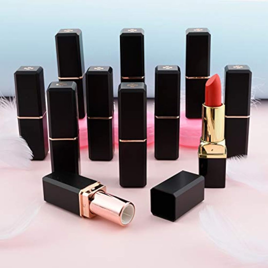 10Pcs Black Empty Lipstick Tubes – Square DIY Lip Balm Containers