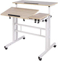 sogesfurniture Mobile Laptop Stand Desk Computer Workstation, Adjustable Notebook Cart Tray PC Table Sit-Stand Workstation with Keyboard Tray for - image 1