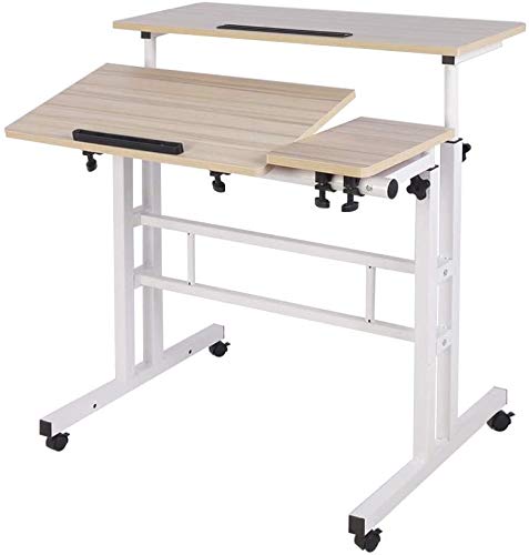 sogesfurniture Mobile Laptop Stand Desk Computer Workstation, Adjustable Notebook Cart Tray PC Table Sit-Stand Workstation with Keyboard Tray for - image 1