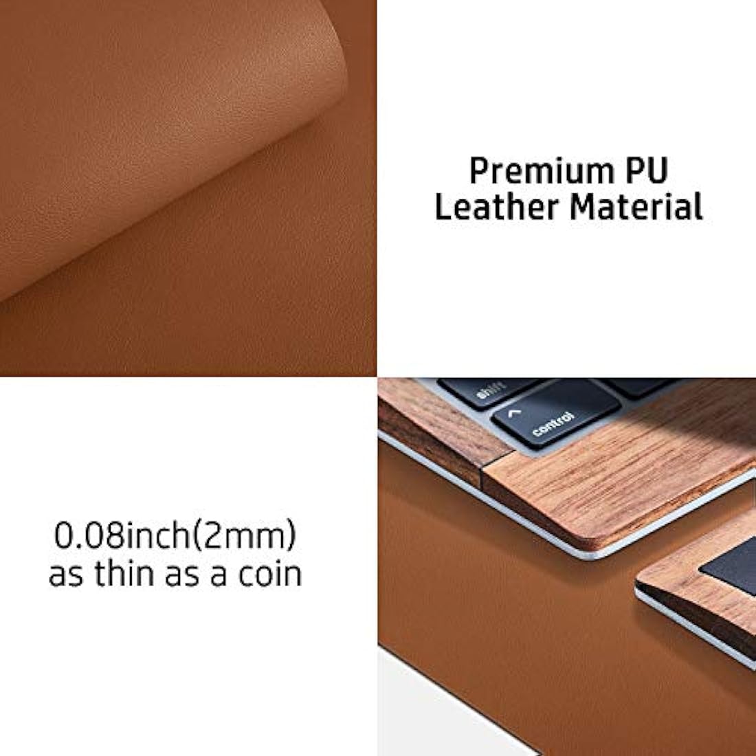 Aothia PU Leather Desk Mat – Non-Slip Waterproof Writing Pad, Brown