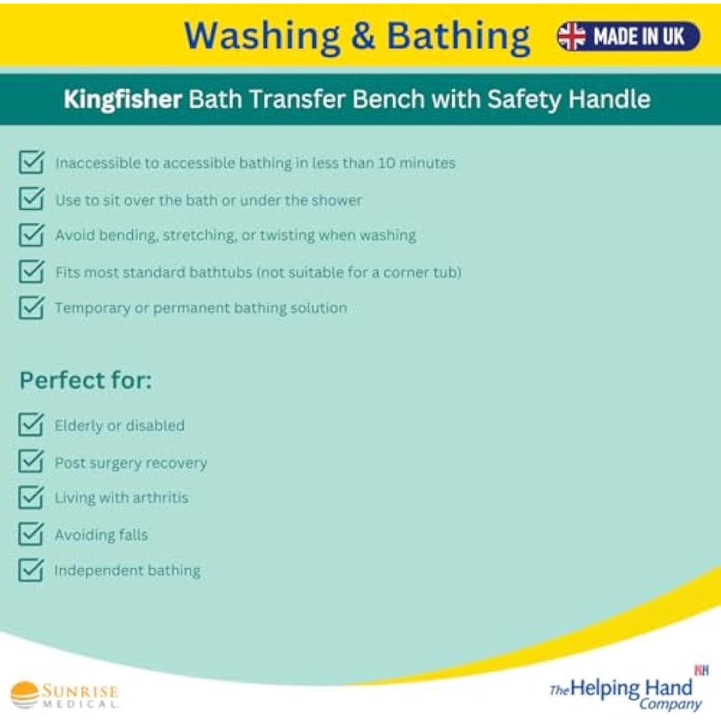 Helping Hand Kingfisher White Plastic Bath Board with Handle