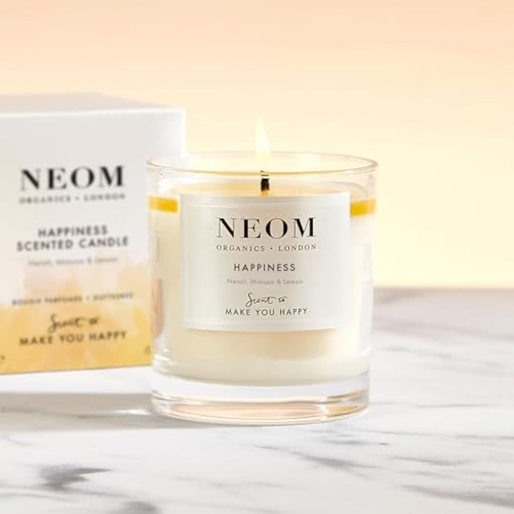 Neom Happiness Scented Candle | Neroli & Lemon Essential Oil | 185g
