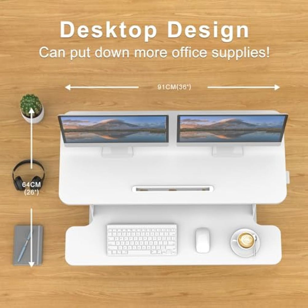 ERGOMAKER Standing Desk Converter | 36" Height Adjustable Dual Monitor Riser