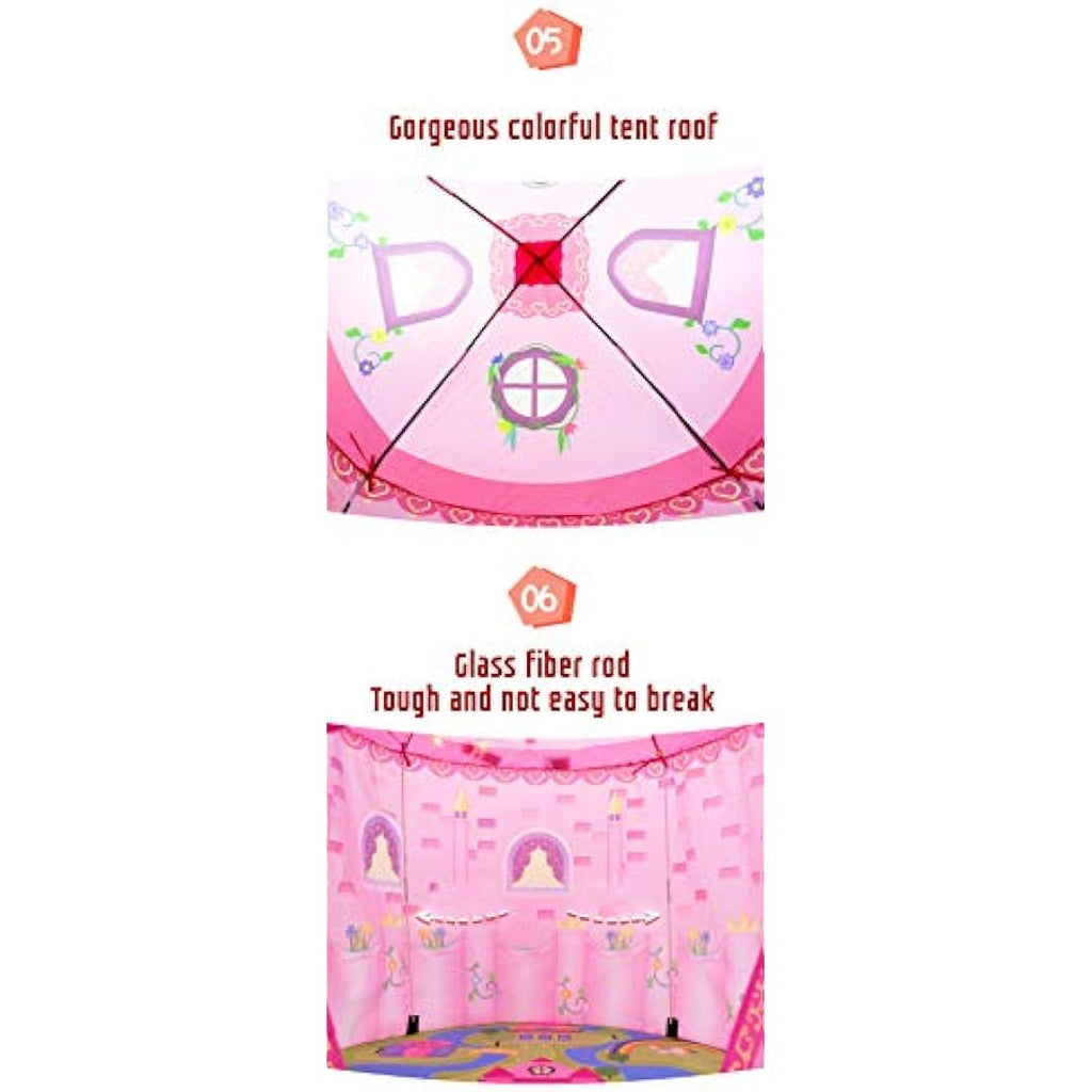 Benebomo Pink Princess Castle Play Tent – Indoor Kids Playhouse