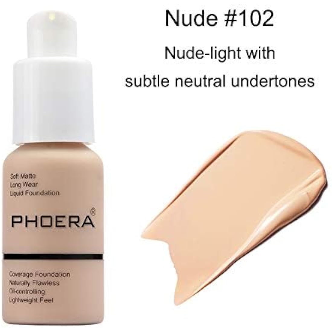 ABRUS Phoera Full Coverage Liquid Foundation – Soft Matte 24HR Waterproof