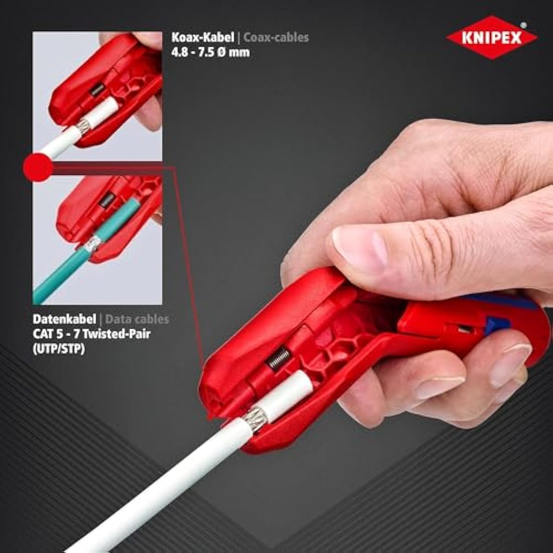 KNIPEX ErgoStrip Universal Wire Stripper for Round & Coax Cables