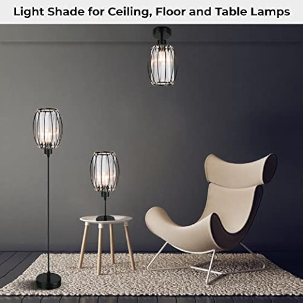 Black Crystal Cylinder Lampshade for Ceiling & Bedside