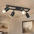 Dehobo 4-Light LED Ceiling Spotlight Bar | Black GU10 Industrial Fixture
