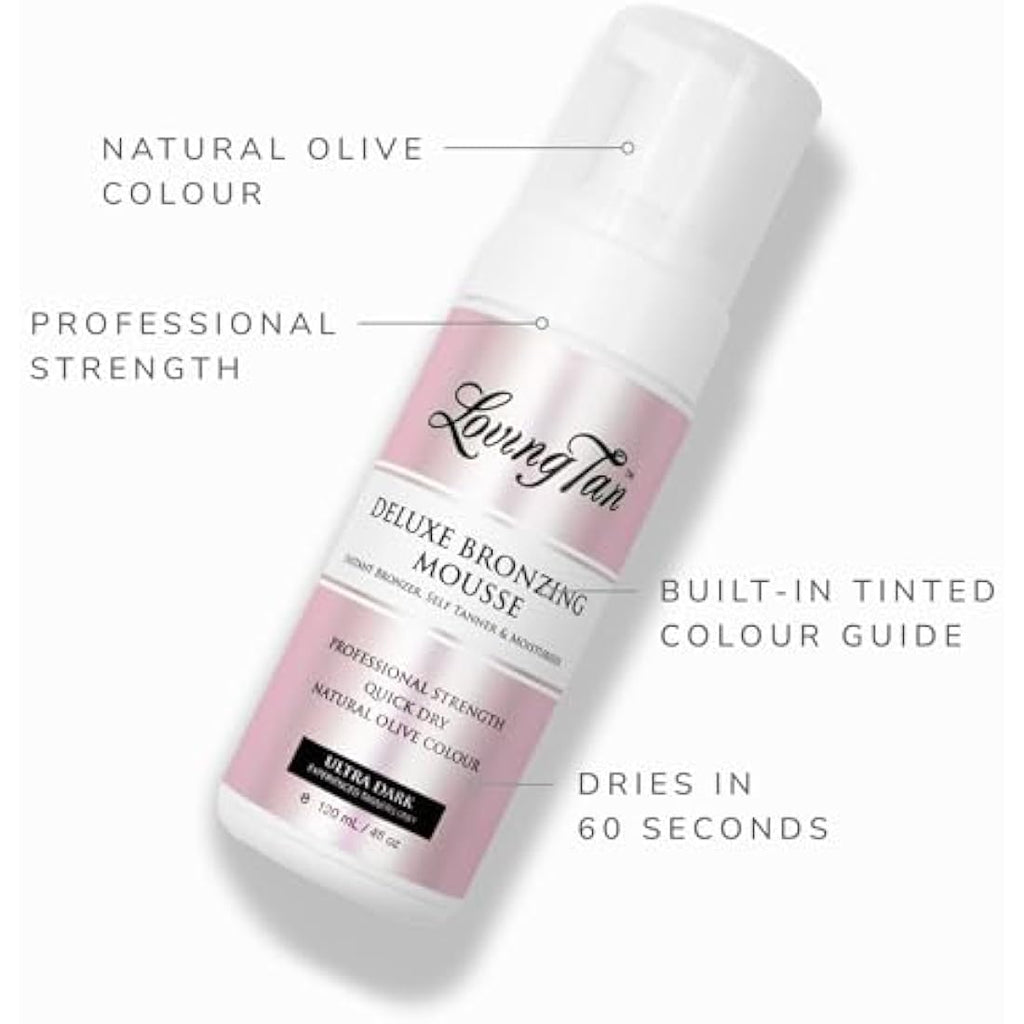 Loving Tan Deluxe Bronzing Mousse – Ultra Dark Sunless Tanner (120ml)