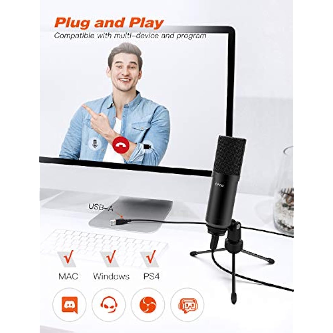 FIFINE T732 USB Gaming Microphone Kit with Boom Arm and Shock Mount
