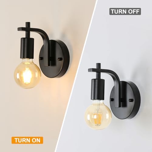 DELIPOP Industrial Wall Lights – 4 Pack Black Metal Vintage Sconces