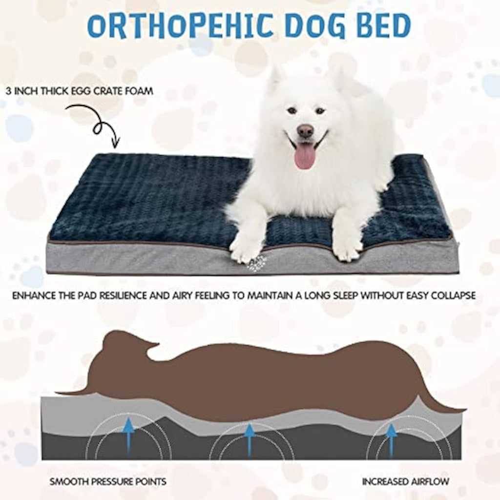 VANKEAN Orthopedic Dog Bed – Reversible Washable Egg-Crate Foam Crate Mat