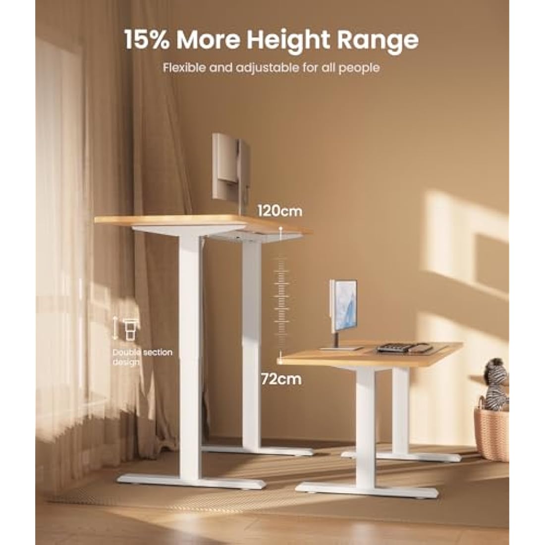 MAIDeSITe Electric Standing Desk Frame – Adjustable Steel Sit Stand Base, White