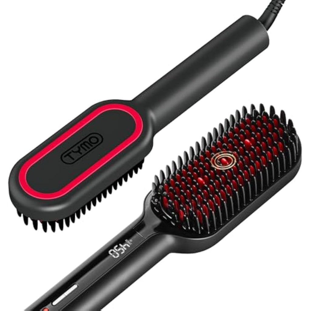 TYMO Ionic Plus Hair Straightener Brush | Ceramic Anti-Frizz Hot Brush